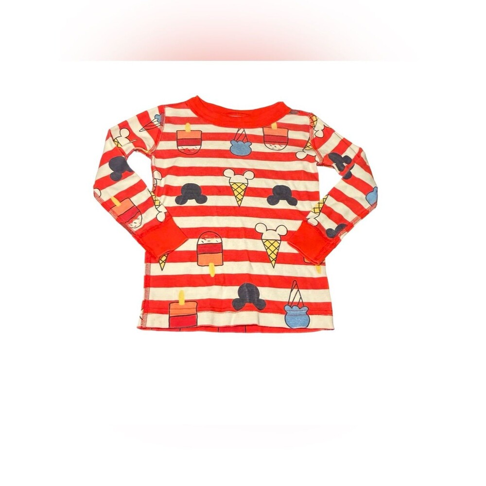 Hanna Andersson Red & White Striped Mickey Ice Cream Pajama Top Only